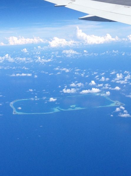 Nukufetau Atoll, Tuvalu, seen on a flight from Honolulu to Brisbane