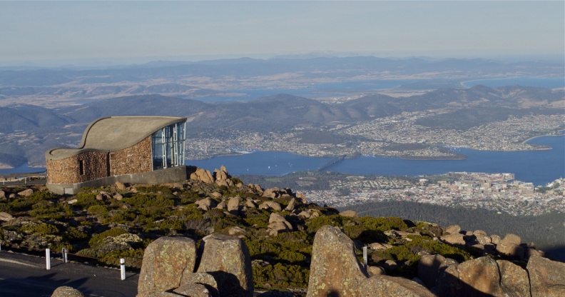 Hobart and the Derwent River from the summit of Mount Wellington