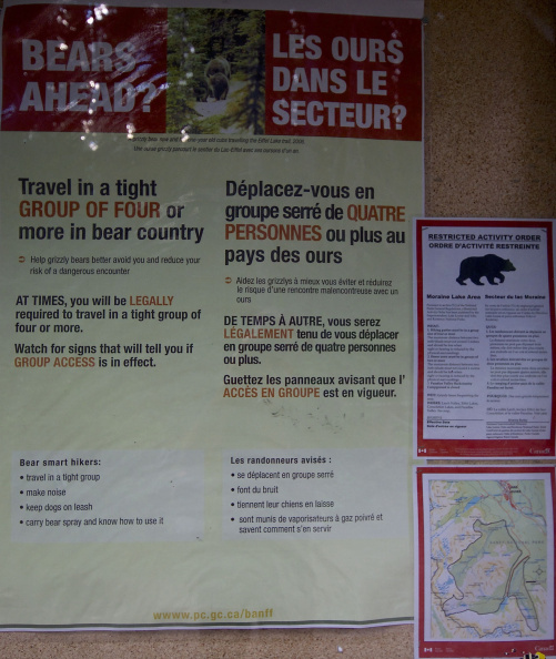 A warning about grizzly bears, Banff National Park, Alberta