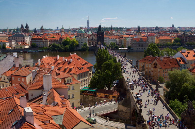 The Charles Bridge (with Old Town Prague in the background)