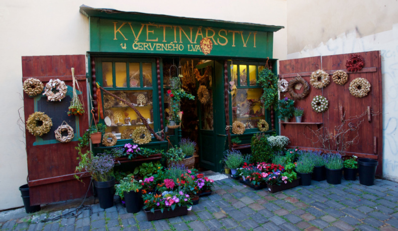 A flower store near Prague Castle