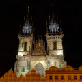 The 'Church of Mother of God before Týn' in Old Town Prague, at night