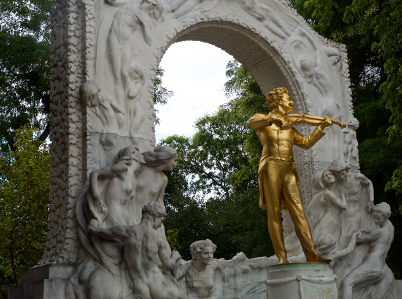 A statue of Vienna's famous 'Waltz King' Johan Strauss