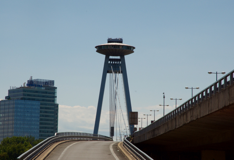 The 'UFO Bridge', Bratislava, Slovakia
