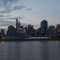 View of Cincinnati across the Ohio River from Covington, Kentucky, at dusk