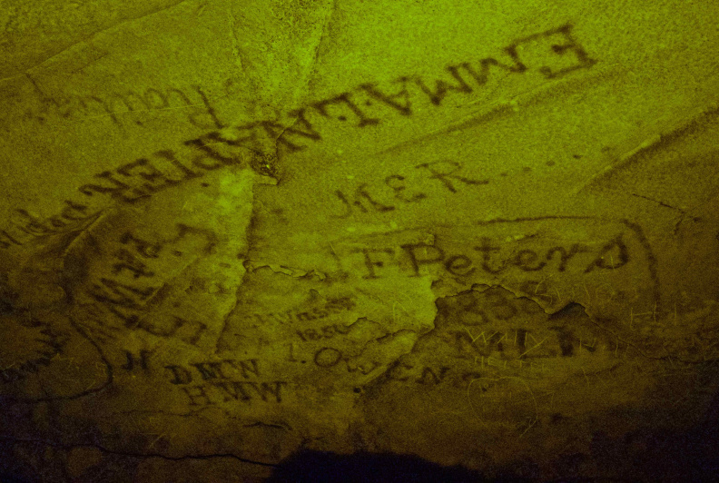 180-year-old graffiti inside Mammoth Cave