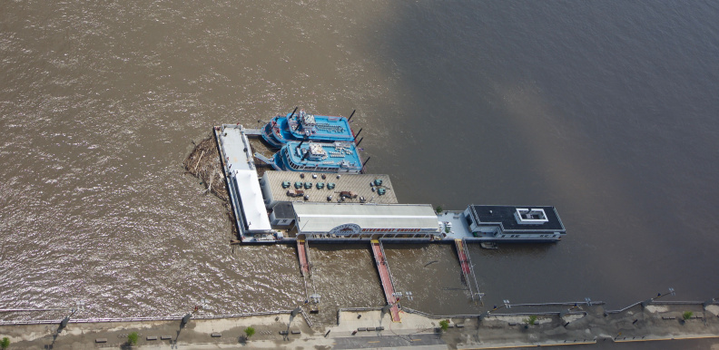 Mississippi Riverboats, from the top of the Gateway Arch, Saint Louis