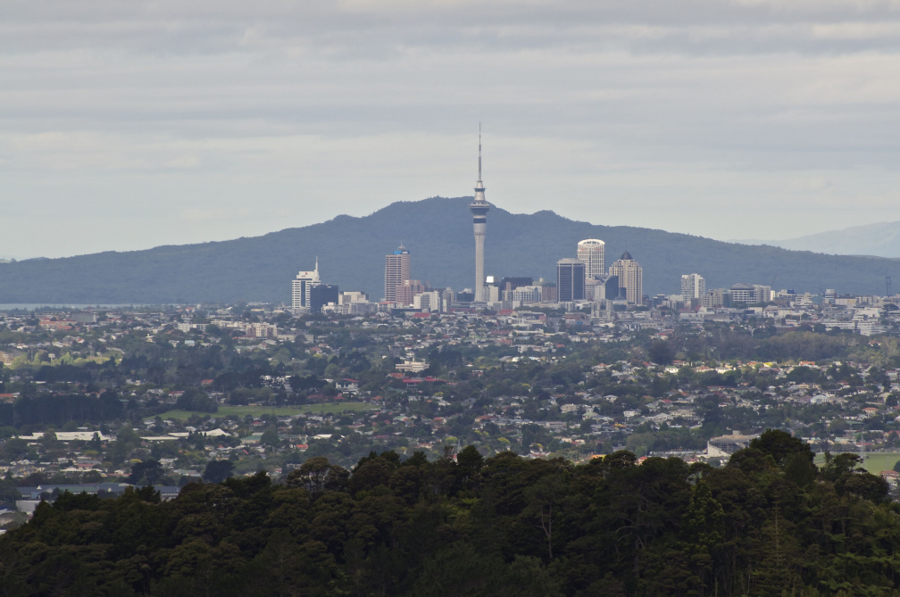 Downtown Auckland - with Rangitoto Island in the background - from the Waitakere Range