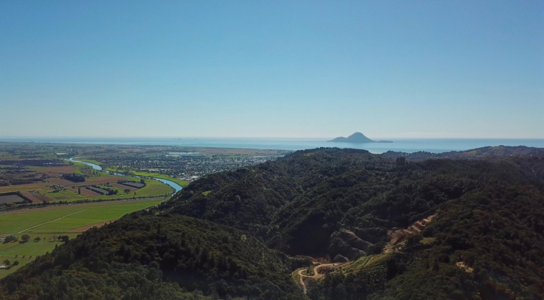 Looking over Whakatane and Whale Island from 38 Degrees South, 177 Degrees East