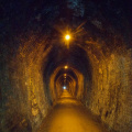 This 1.1 km tunnel was a rail tunnel; now part of a rail-to-trail conversion, open to hikers and bikes
