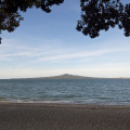 Rangitoto Island from Mission Bay, Auckland, at dusk
