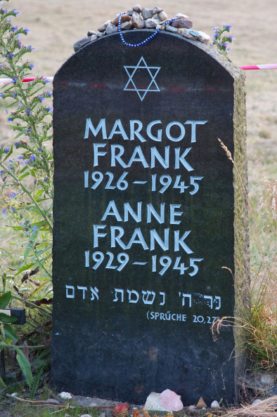 A memorial to Anne Frank and her sister, who died in Bergen-Belsen