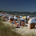 How former East Germans enjoy a summer day at the beach - at Binz, on the Baltic Sea coast