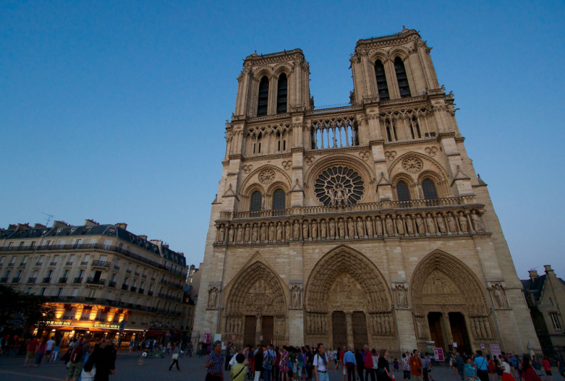 Notre Dame cathedral at dusk