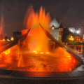 Fountain in Quebec City, at night