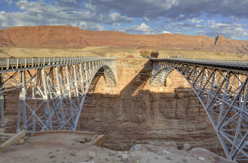 Navajo Bridges, across the Colorado River near Page, Arizona, at sunset