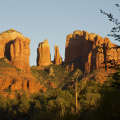 Cathedral Rock from Red Rock Crossing, Sedona, Arizona, at sunset