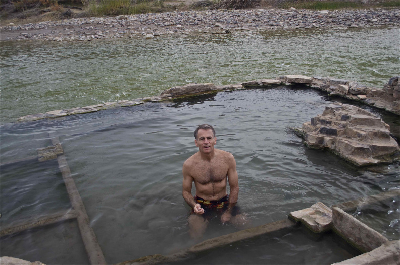 At Langford Hot Springs, Big Bend National Park, Texas. (Behind the pool is the Rio Grande; the far bank is Mexico.)