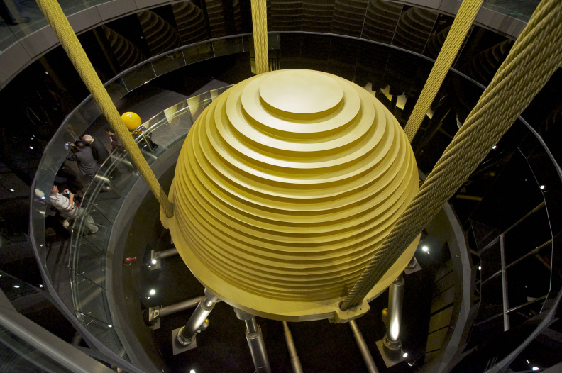 The 'Tuned Mass Damper' near the top of the 101-story 'Taipei 101' skyscraper