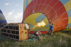 Beginning a hot air balloon flight in Cappadocia