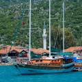 Turkish tourist yachts moored at Üçaǧiz, Turquoise Coast