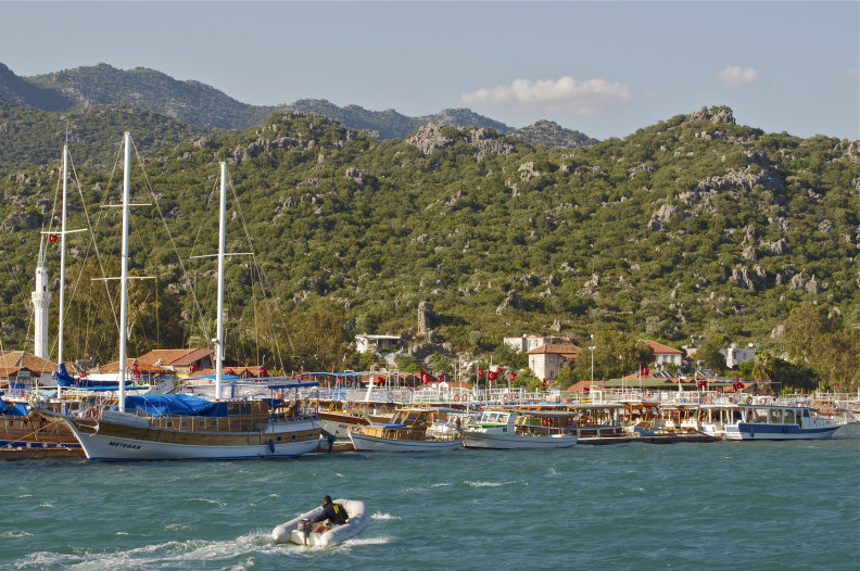 Tourist yachts moored at Üçaǧiz