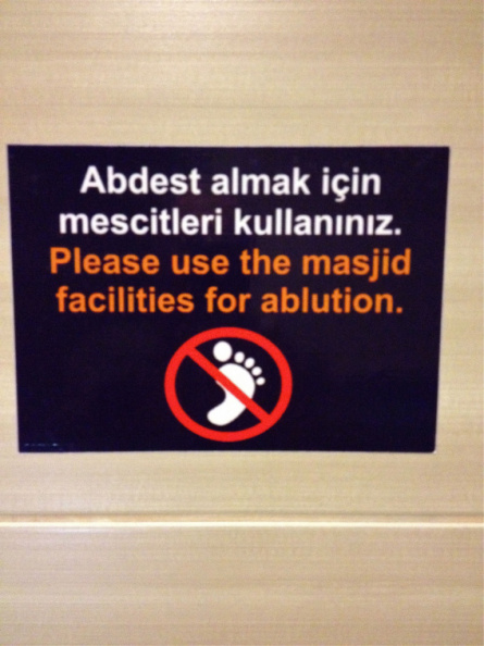 Sign in a toilet in Istanbul airport.  Sometimes a translation needs a translation.