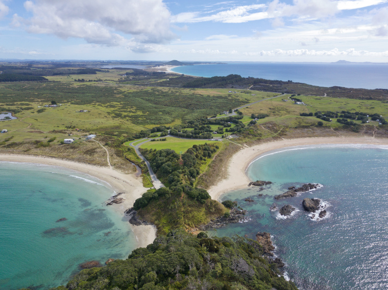 Waikato Bay (left); Matai Bay (right), Karikari Peninsula