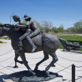 Statue of the Martin Brothers - two boys who were pinned together by a single arrow, and survived - near Kearney, Nebraska