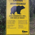 Warning sign on the Dezadeash River Trail, Haines Junction YT