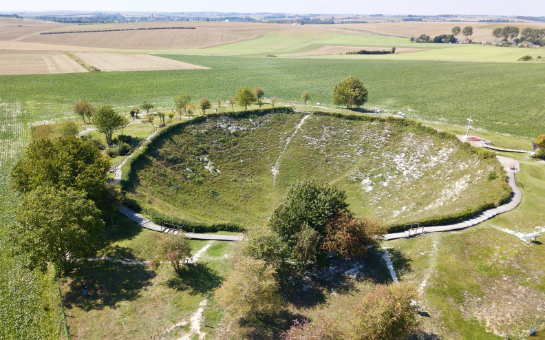 Lochnagar Mine Crater - created on July 1st, 1916 - the first day of the Battle of the Somme
