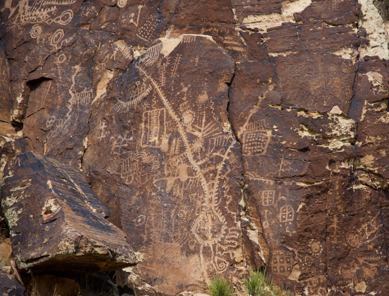 Ancient petroglyphs in the Parowan Gap, Utah