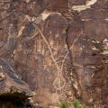 Ancient petroglyphs in the Parowan Gap, Utah