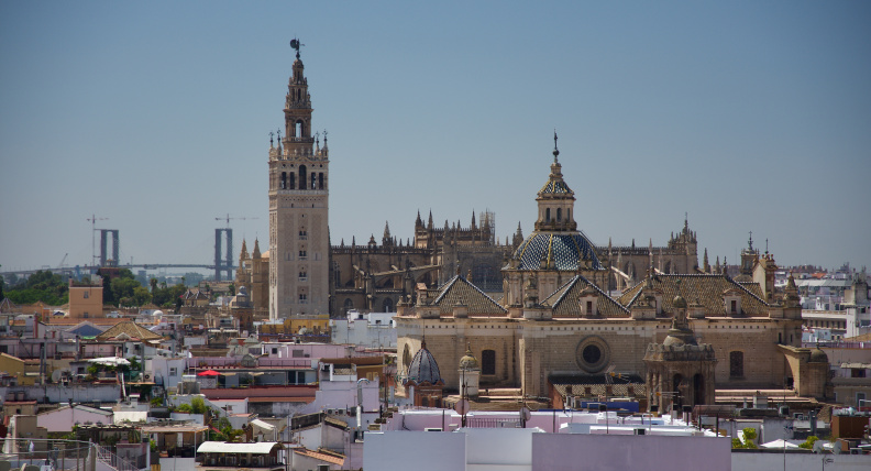 Looking towards Seville Cathedral from the top of Metropol Parasol