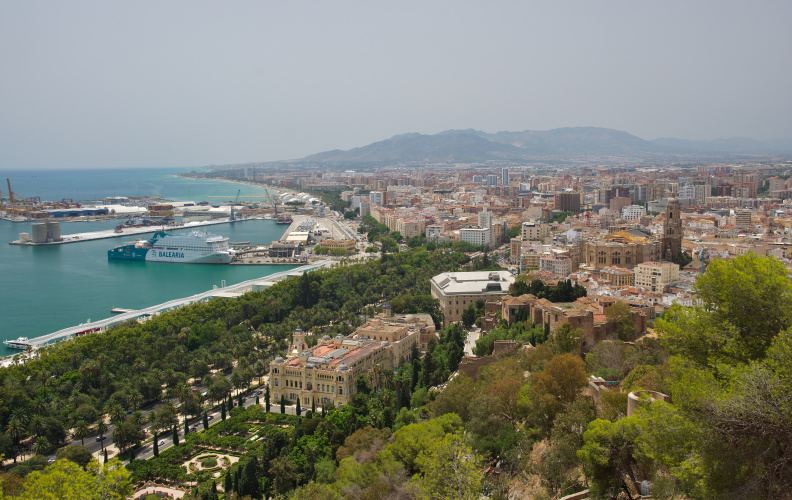 Looking down at Malaga from the Gibralfaro Castle
