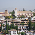 Looking towards the San Nicolas Viewpoint (in the Albaicin region of Granada) from the Alhambra