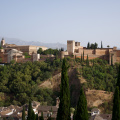 View of the Alhambra from the San Nicolas Viewpoint (Albaicin), during the late afternoon